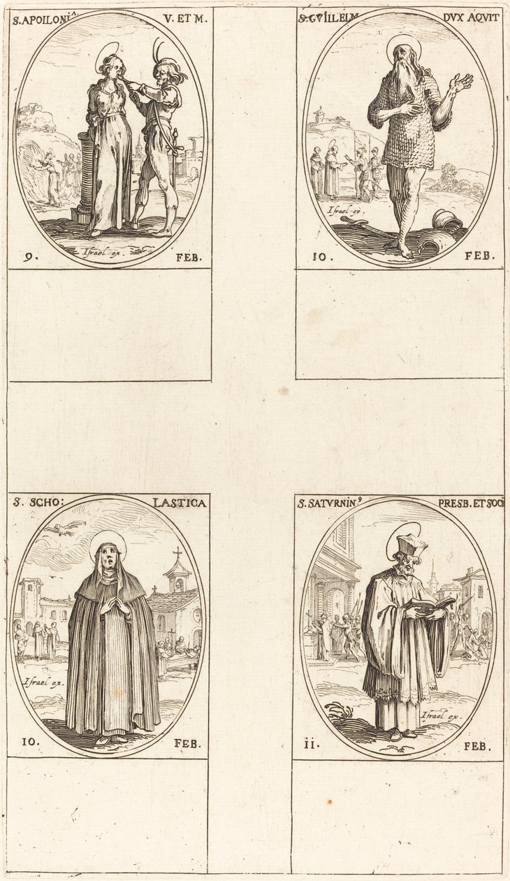 San Apolonia; San Guillermo; Santa Escolástica; San Saturnino de Jacques Callot
