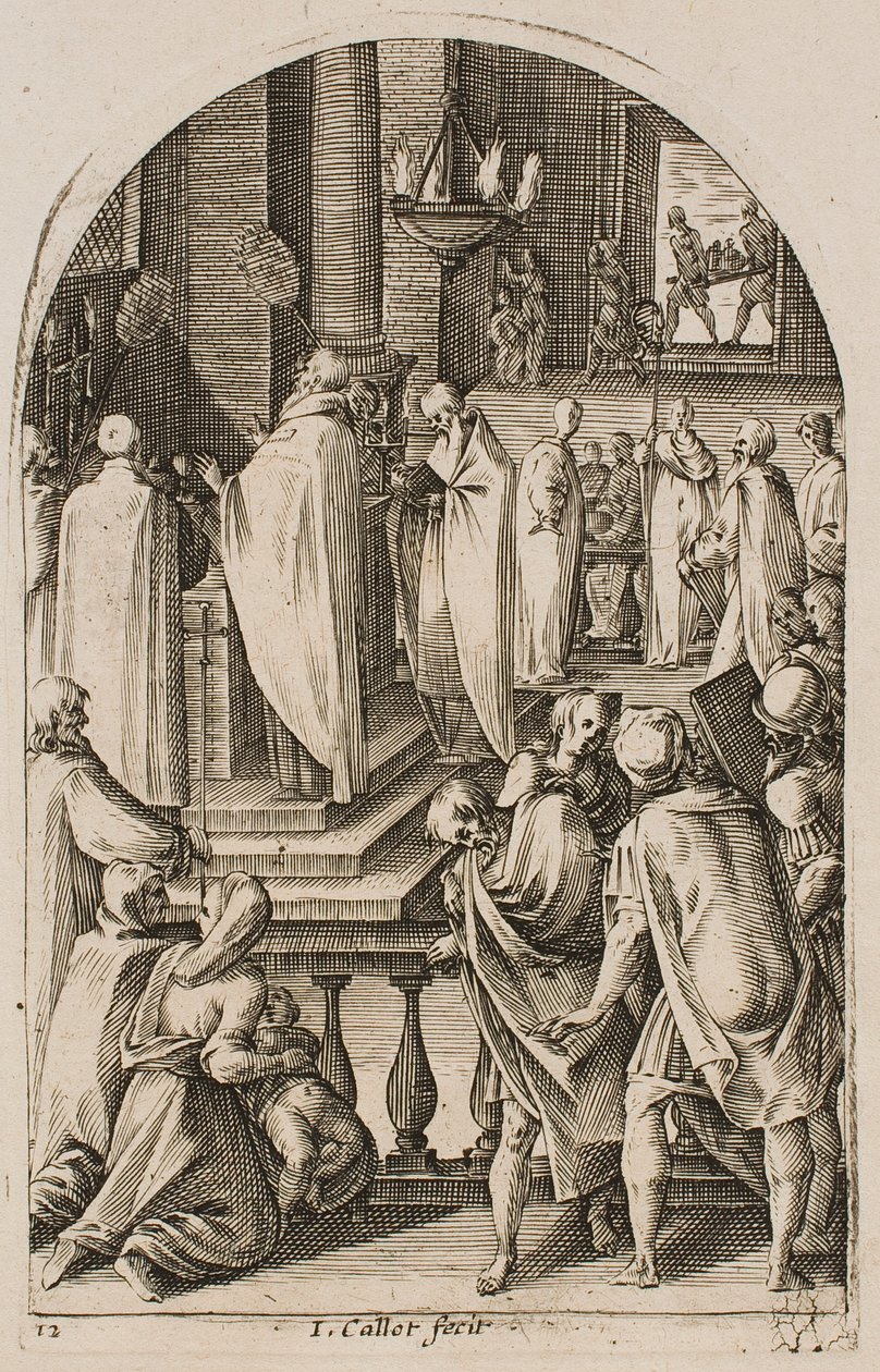 San Basilio celebrando el sacrificio de la misa, de la serie «Imágenes de Roma» de Jacques Callot