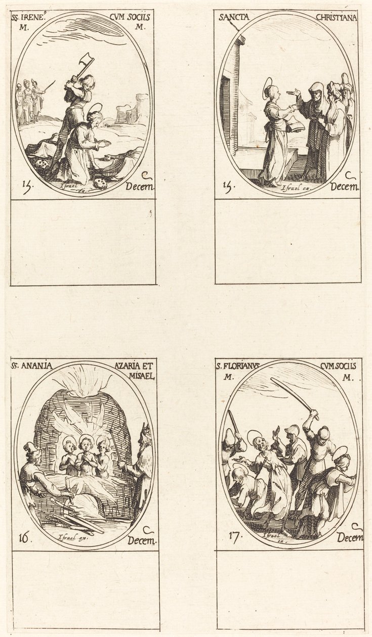 Santa Bibiana; San Birino; Santa Bárbara; San Sabas de Jacques Callot