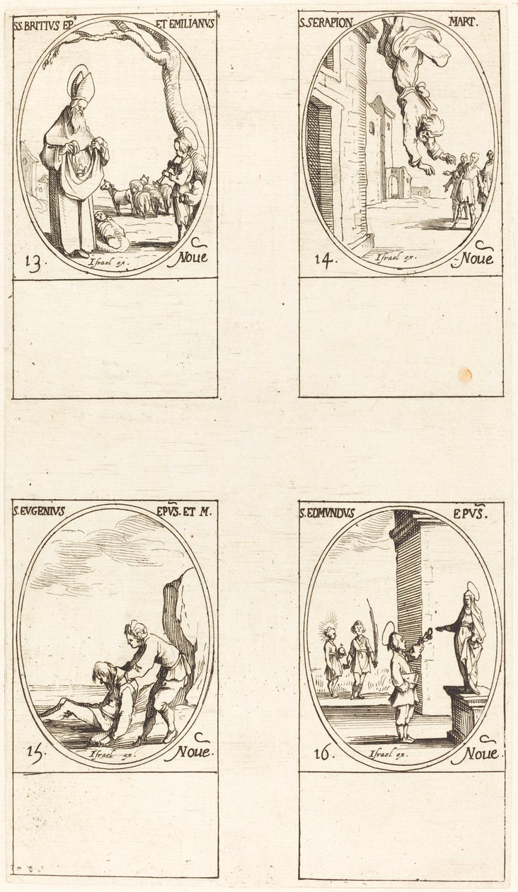 San Brice; San Serapión; San Eugenio; San Edmundo de Jacques Callot