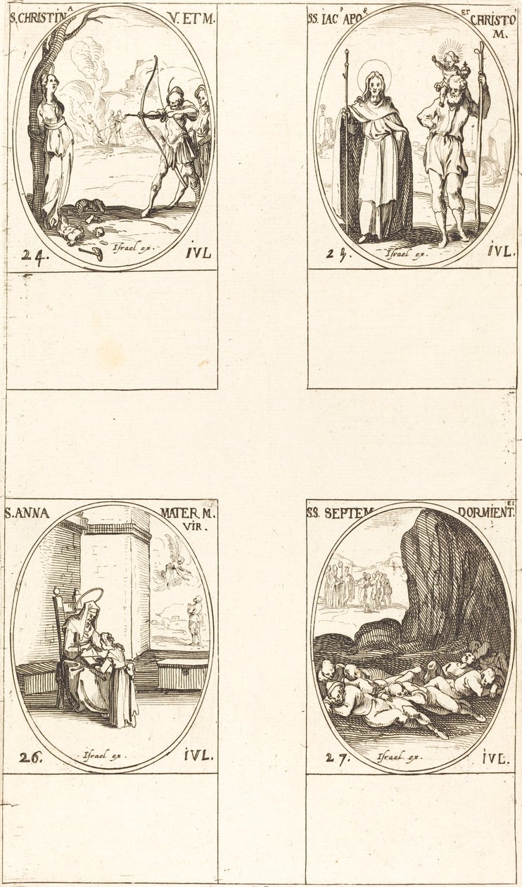 Santa Cristina; San Jaime, Apóstol, y San Cristóbal; Santa Ana; Siete Durmientes de Éfeso de Jacques Callot