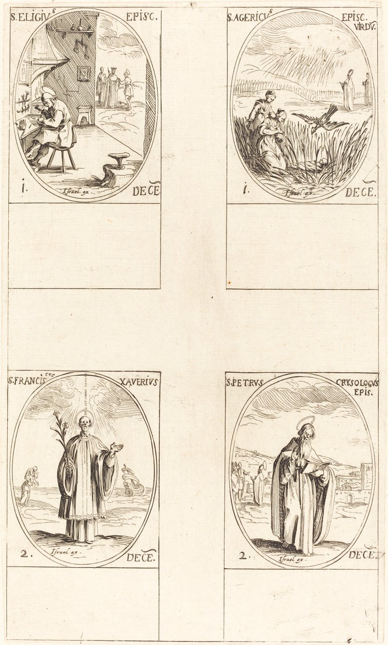 San Eligio; San Agerico; San Francisco Javier; San Pedro Crisólogo de Jacques Callot