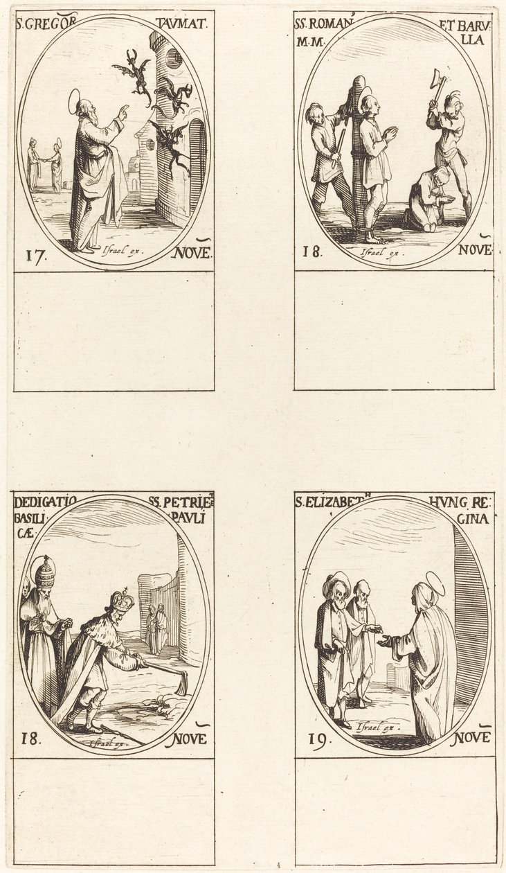 San Gregorio; Santos Román y Barula; Dedicación de las Basílicas de San Pedro y San Pablo de Jacques Callot