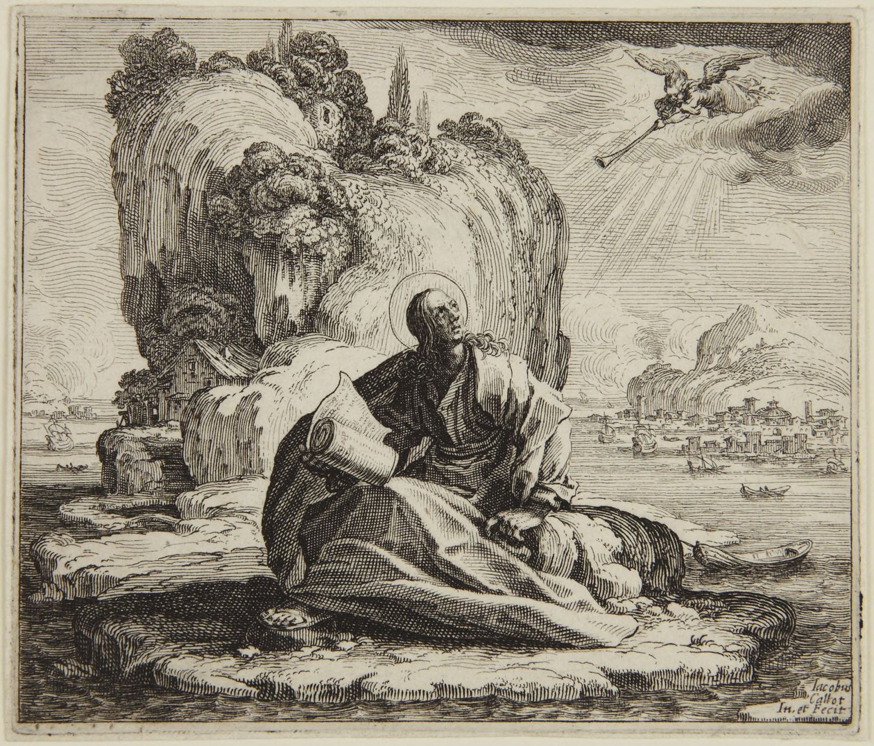 San Juan en la isla de Patmos de Jacques Callot