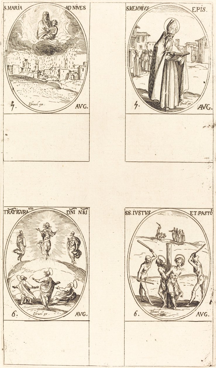 Santa María de la Nieve; San Memio, obispo; La Transfiguración; Santos Justo y Pastor de Jacques Callot