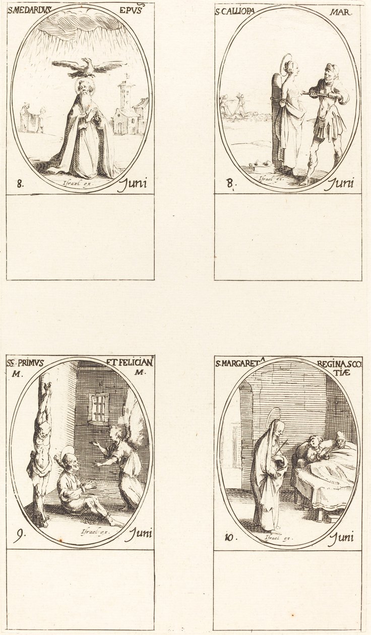 San Medardo; Santa Calliopa; Santos Primo y Feliciano; Santa Margarita de Escocia de Jacques Callot
