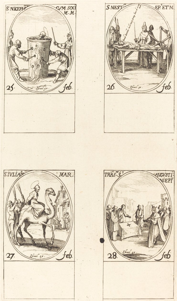 San Nicéforo; San Néstor; San Julián; Traslación de San Agustín de Jacques Callot
