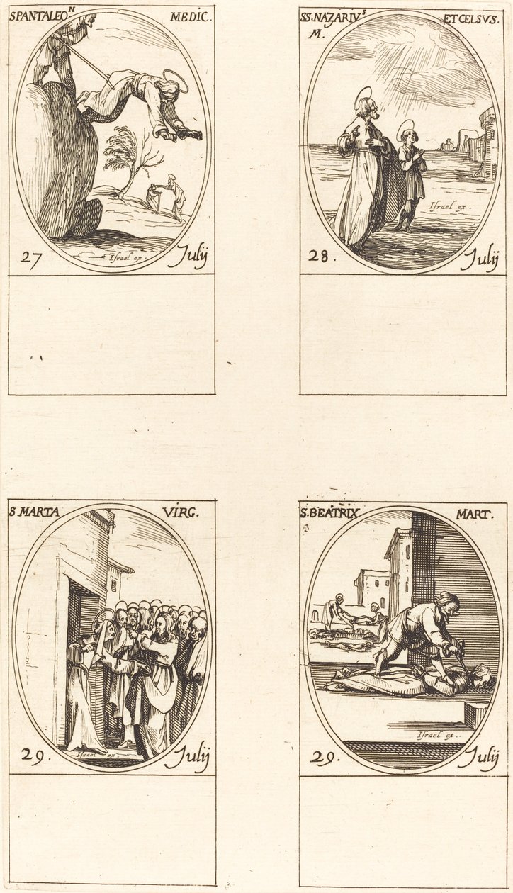 San Pantaleón, Santos Nazario y Celso, Santa Marta, Santa Beatriz de Jacques Callot