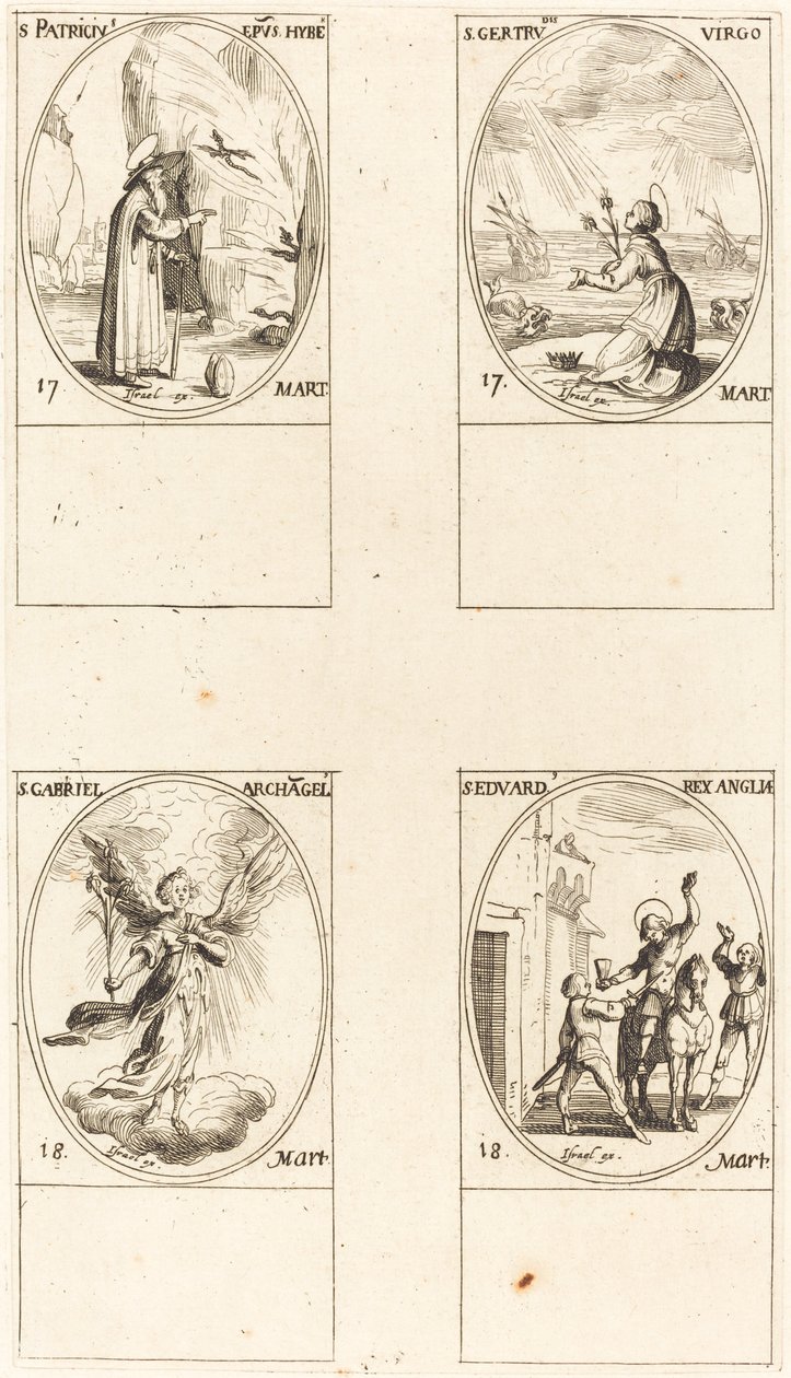 San Patricio; Santa Gertrudis; San Gabriel, Arcángel; San Eduardo de Jacques Callot