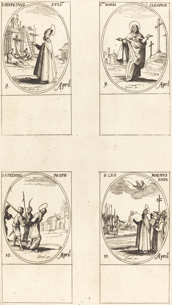 San Perpetuo; Santa María de Cleofás; San Ezequiel; San León el Grande de Jacques Callot