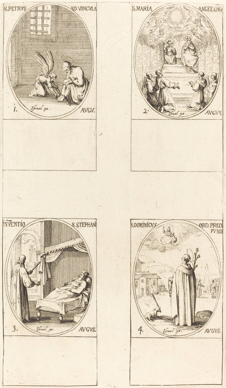 San Pedro, Apóstol; Santa María de los Ángeles; Descubrimiento del cuerpo de San Esteban; San Dom de Jacques Callot