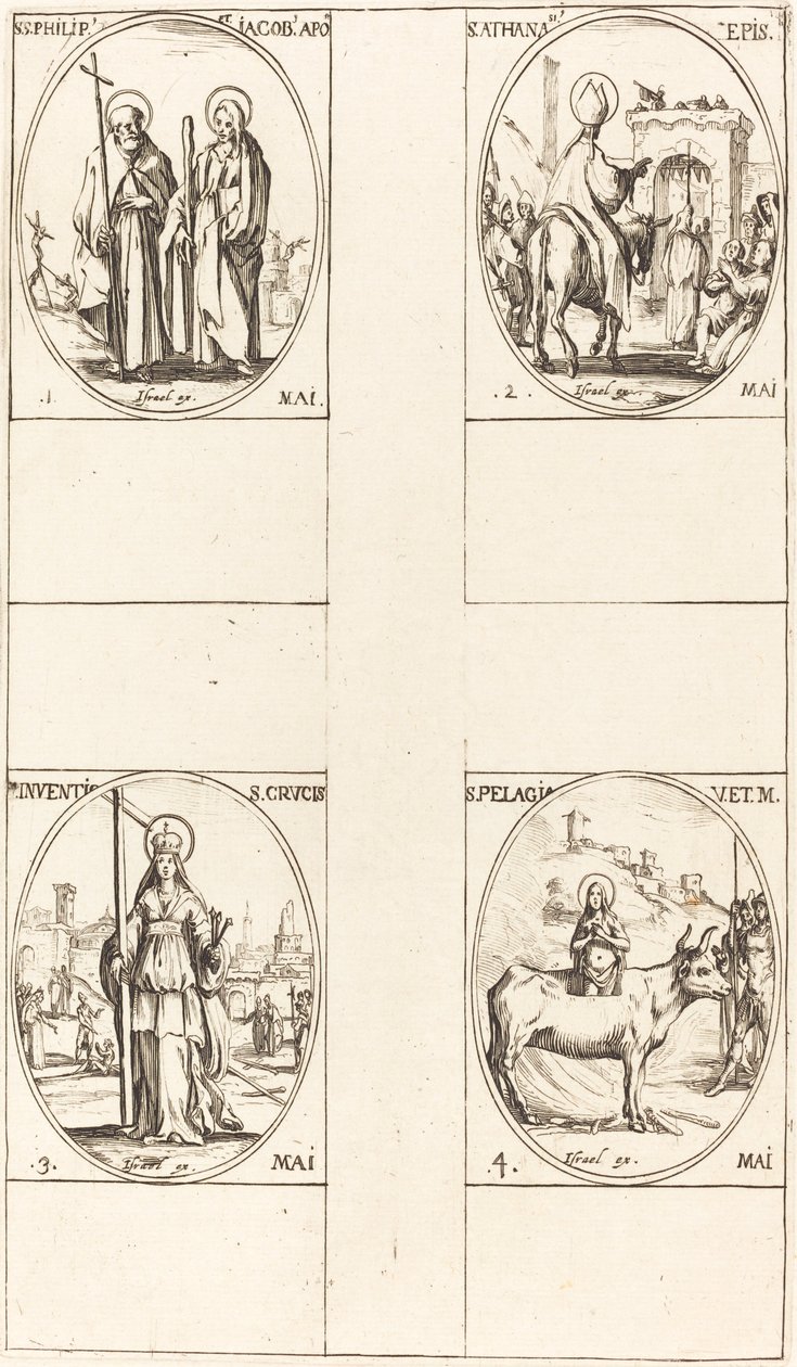 San Felipe y Santiago el Menor, Apóstoles; San Atanasio; La Invención de la Cruz de Jacques Callot