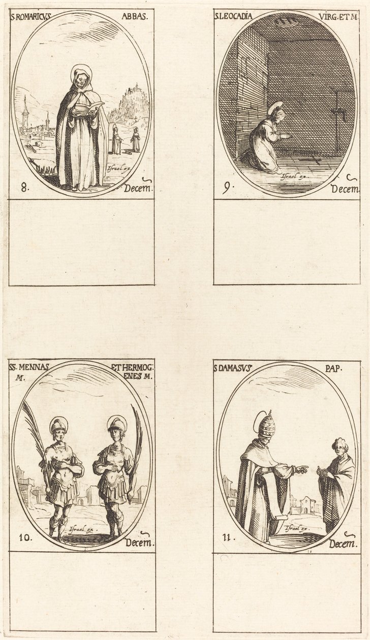 San Romarico; Santa Leocadia; Santos Menas y Hermógenes; San Dámaso de Jacques Callot