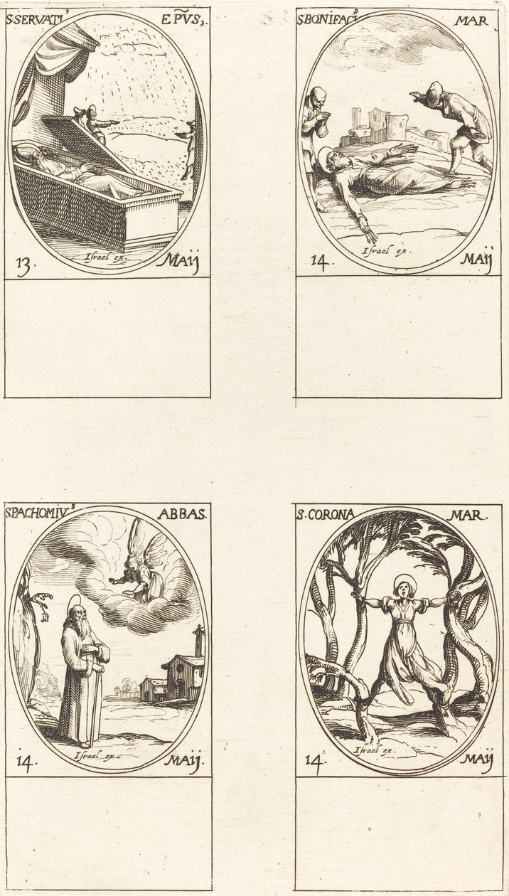 San Servacio; San Bonifacio; San Pacomio; Santa Corona de Jacques Callot