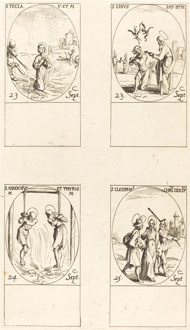 Santa Tecla; San Lino; Santos Andochio y Tirso; San Cleofás de Jacques Callot