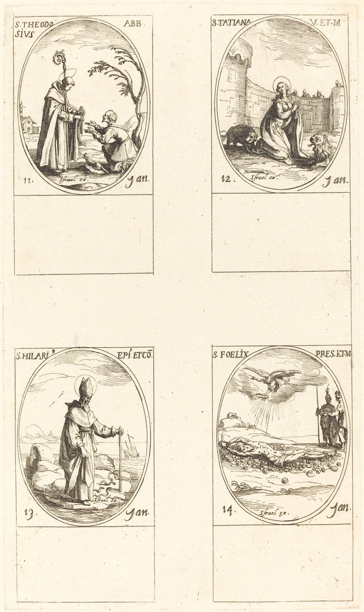 San Teodosio; Santa Tatiana; San Hilario; San Félix de Jacques Callot