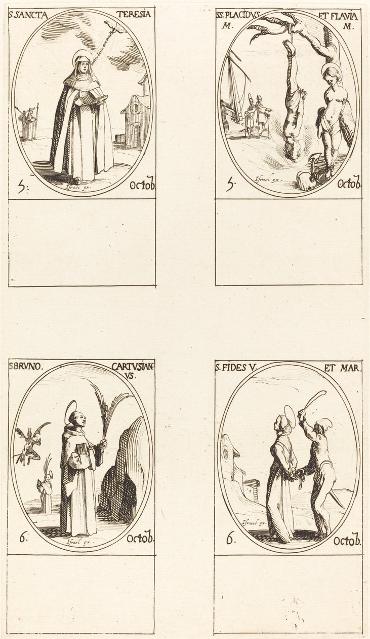 Santa Teresa; San Plácido y Flavia; San Bruno; Santa Fe de Jacques Callot