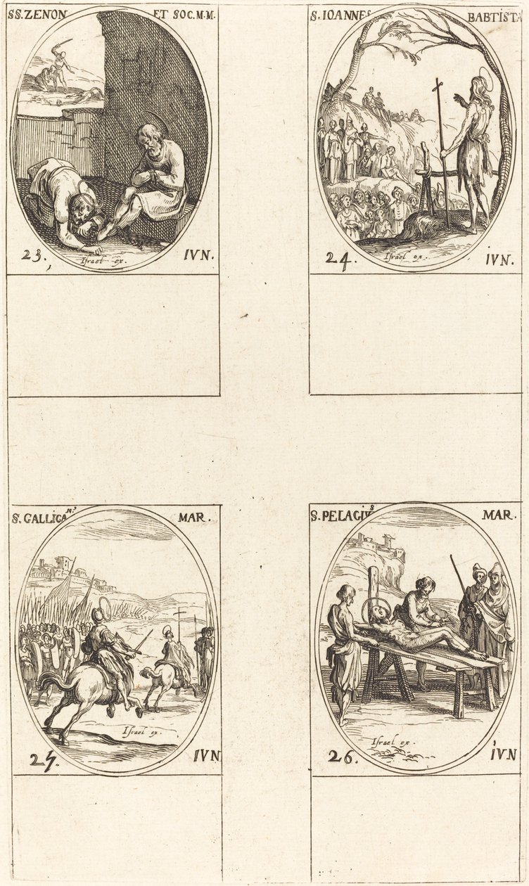 San Zenón y compañeros, San Juan Bautista, San Gallicano, San Pelagio de Jacques Callot
