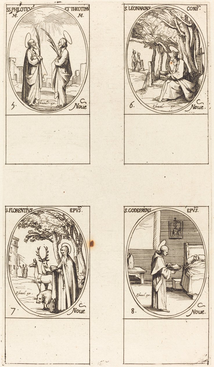 Santos Filoteo y Teótimo, San Leonardo, San Florentino, San Godofredo de Jacques Callot