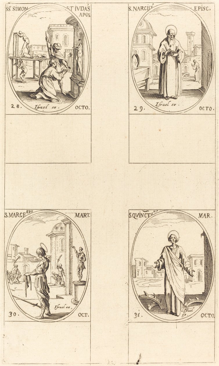 Santos Simón y Judas, Apóstoles; San Narciso; San Marcelo; San Quintín de Jacques Callot