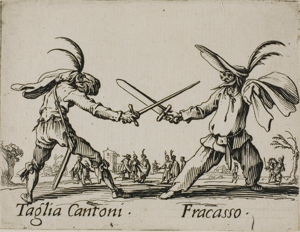 Taglia Cantoni - Fracasso, lámina 24 de Balli di Sfessania de Jacques Callot