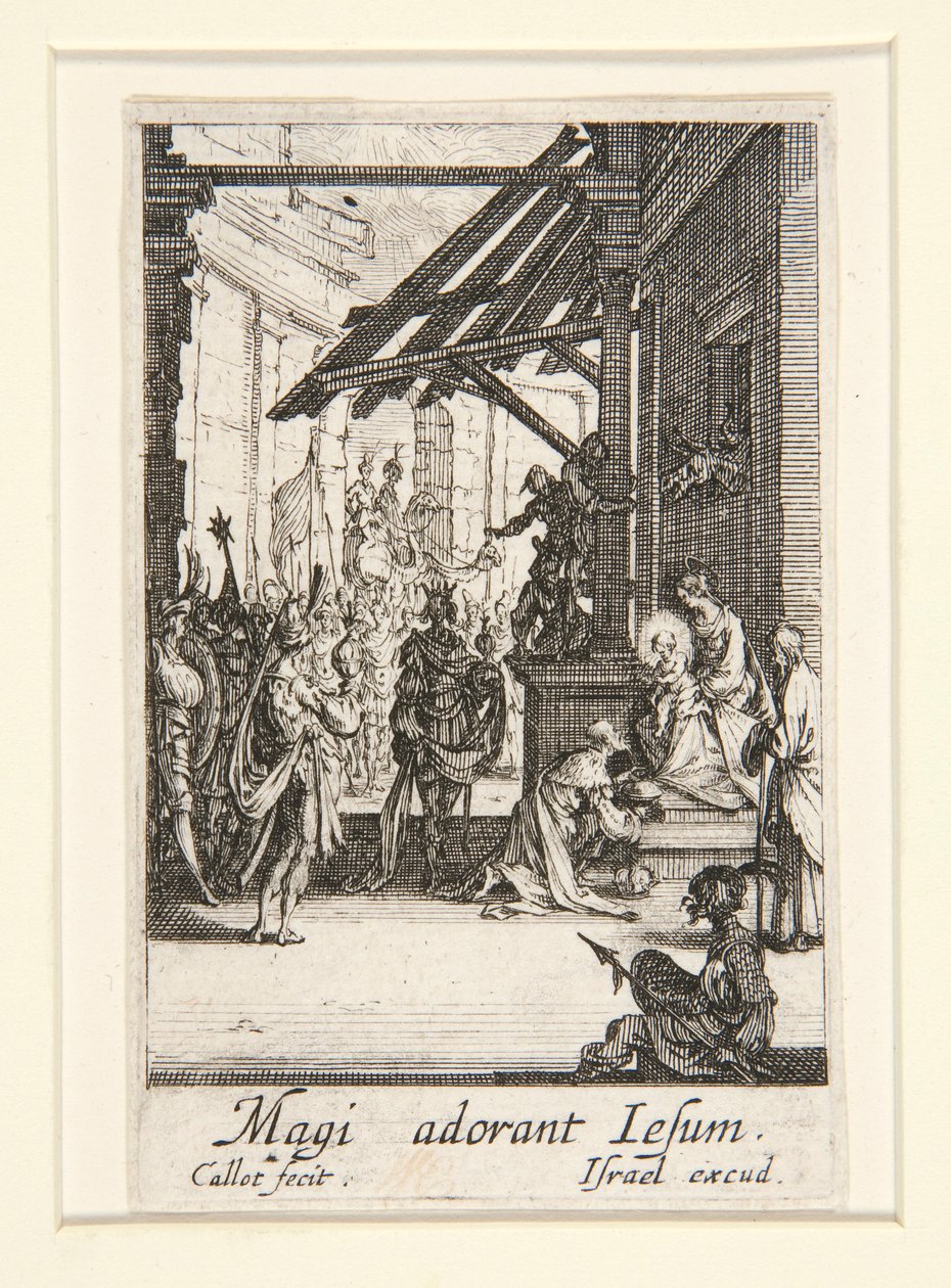 La Adoración de los Reyes Magos, n. 8 de La vida de la Virgen de Jacques Callot