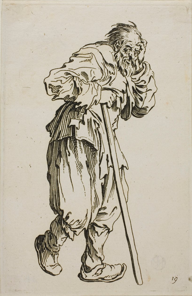 El mendigo con muletas, placa dieciséis de Los mendigos de Jacques Callot