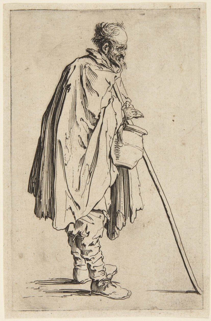 El mendigo con el calentador de pies de Jacques Callot