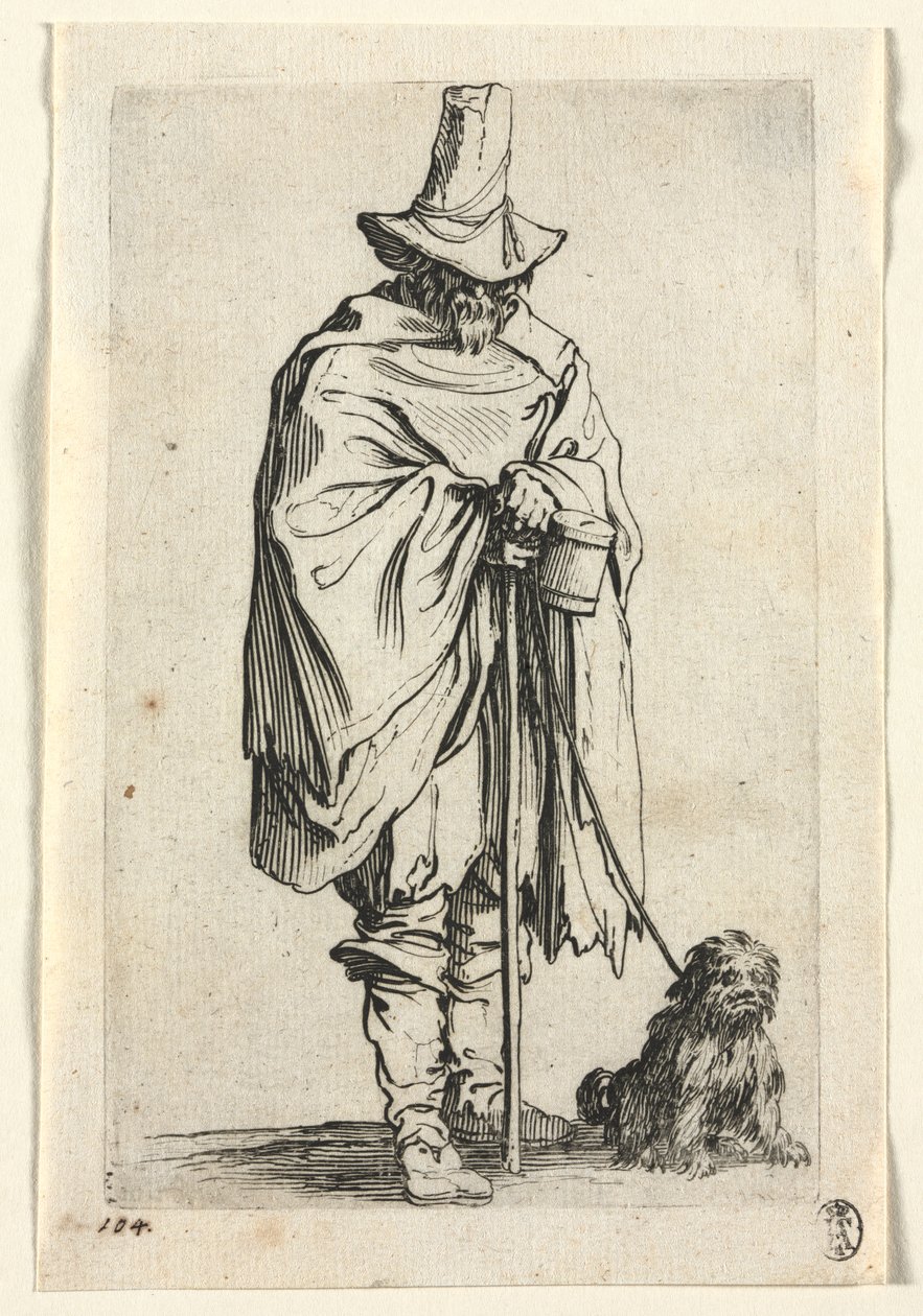 Los mendigos: ciego con su perro de Jacques Callot