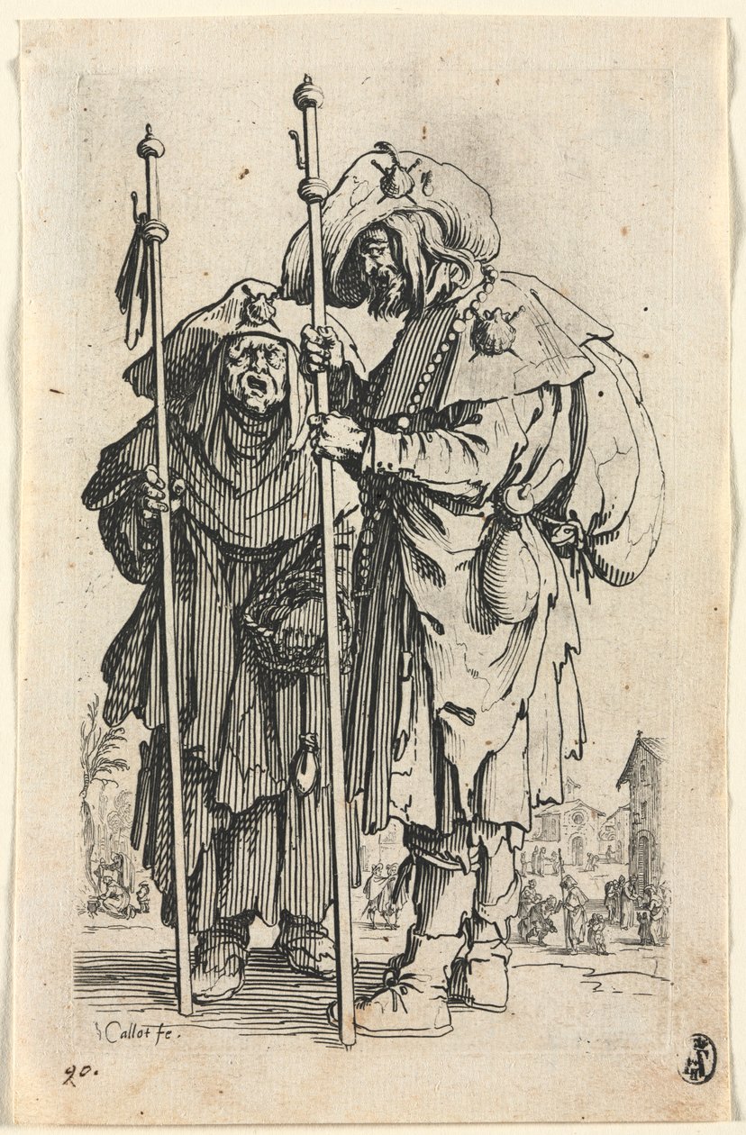 Los mendigos: Los dos peregrinos, c. 1623 de Jacques Callot