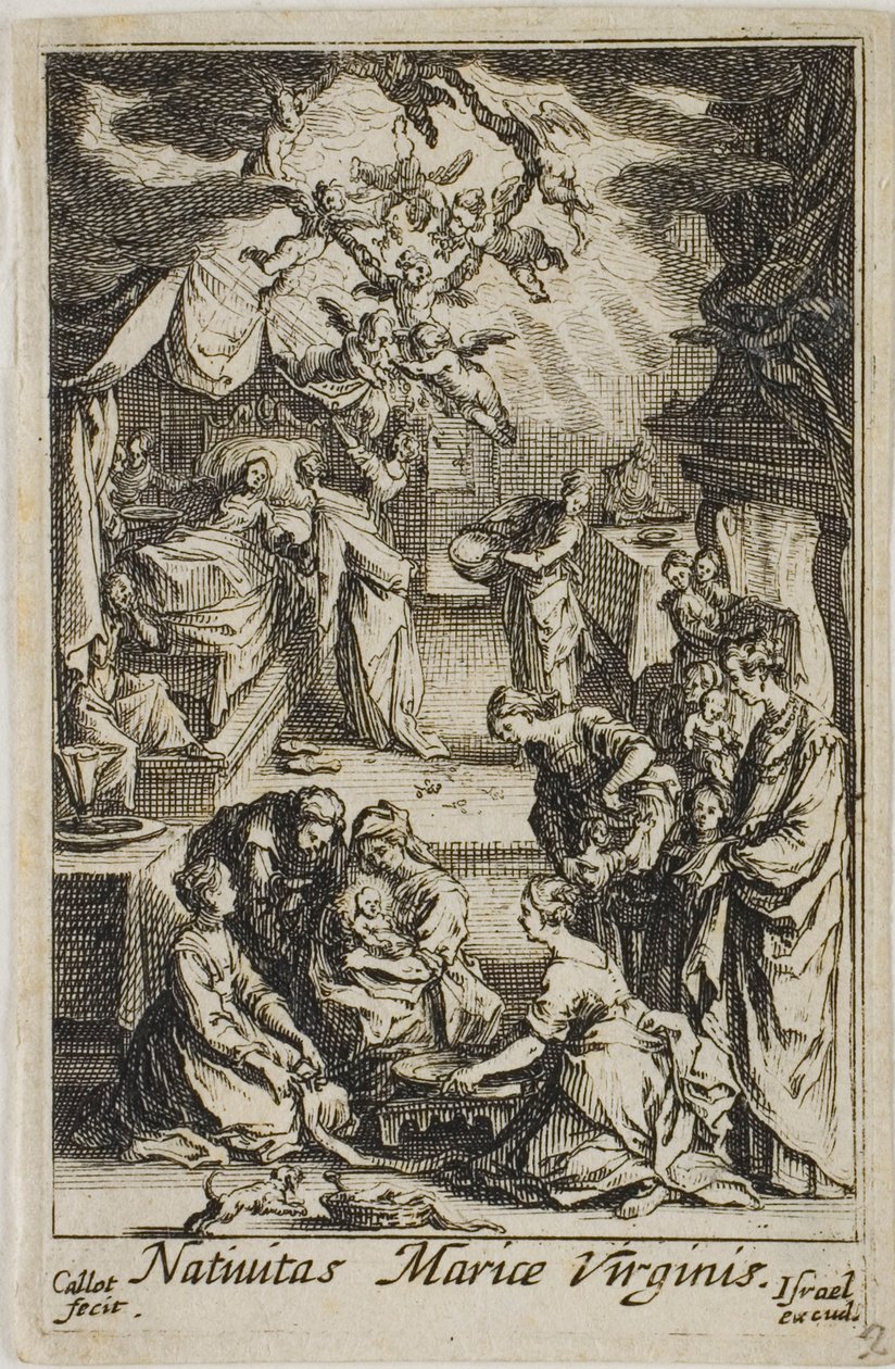 El nacimiento de la Virgen María, de La vida de la Virgen de Jacques Callot