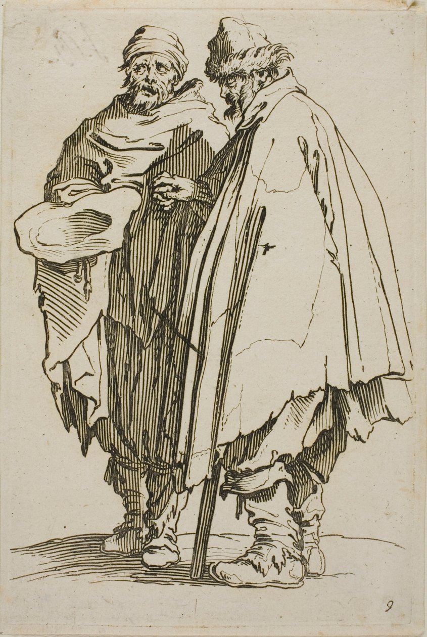 El ciego y su compañero, lámina nueve de Los mendigos de Jacques Callot