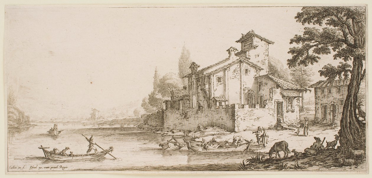 «El paseo en barco», de la serie «Los paisajes de Florencia» de Jacques Callot