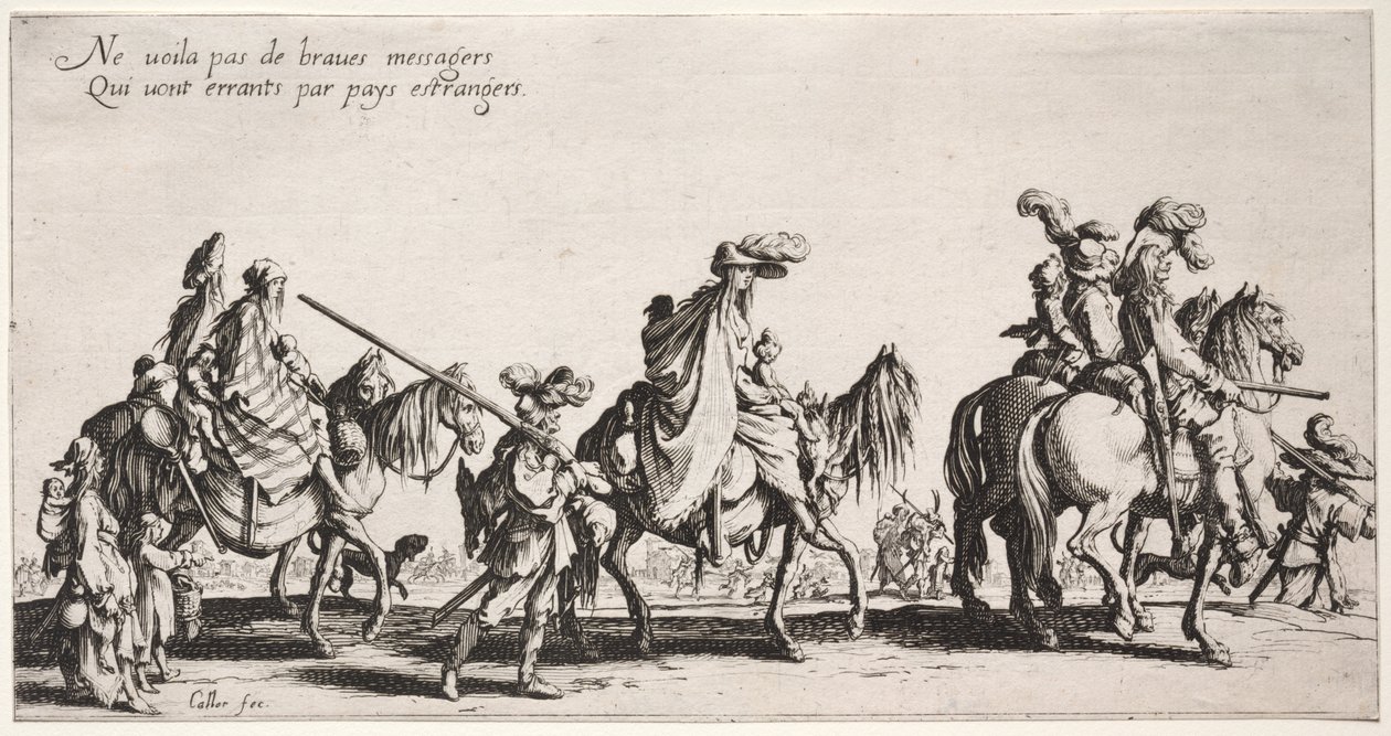 Los Bohemios: Los Bohemios Marchando: La Vanguardia, c. 1621-1625 de Jacques Callot