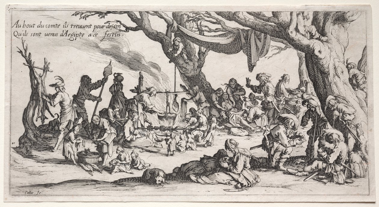 Los Bohemios: El Lugar de la Parada: La Fiesta de los Bohemios, c.1621-1625 de Jacques Callot