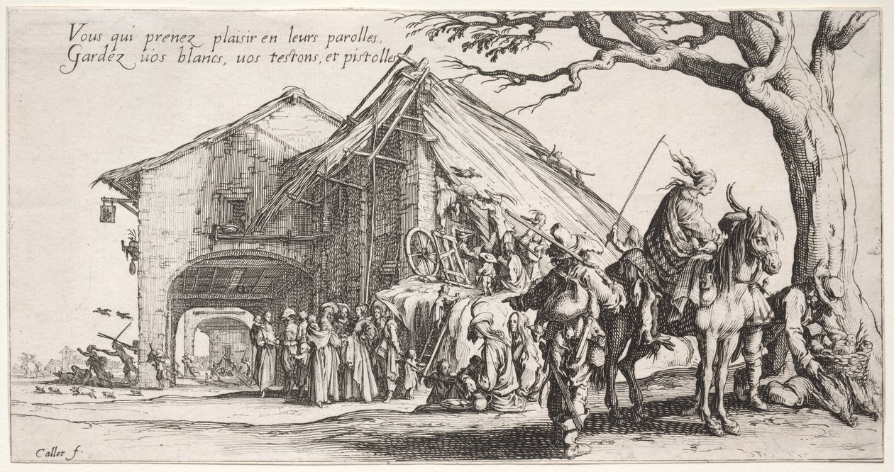 Los bohemios: El lugar de parada: La adivina, c. 1621-1625 de Jacques Callot