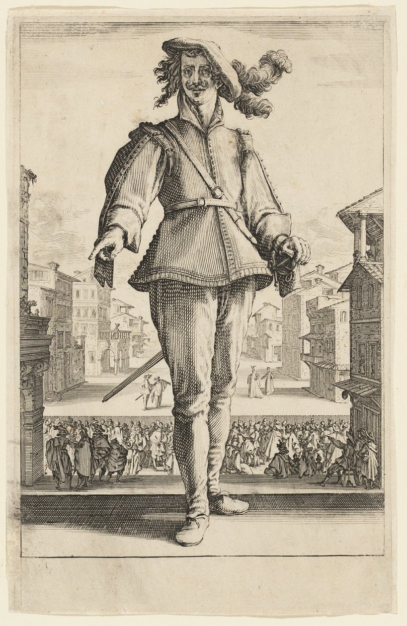 El Capitán o El Amante, de Tres Comediantes Italianos de Jacques Callot