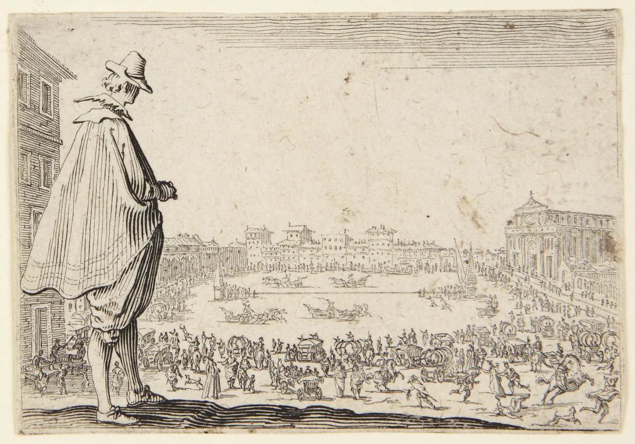 El recorrido de las carrozas en la plaza de Santa María Novella, Florencia de Jacques Callot
