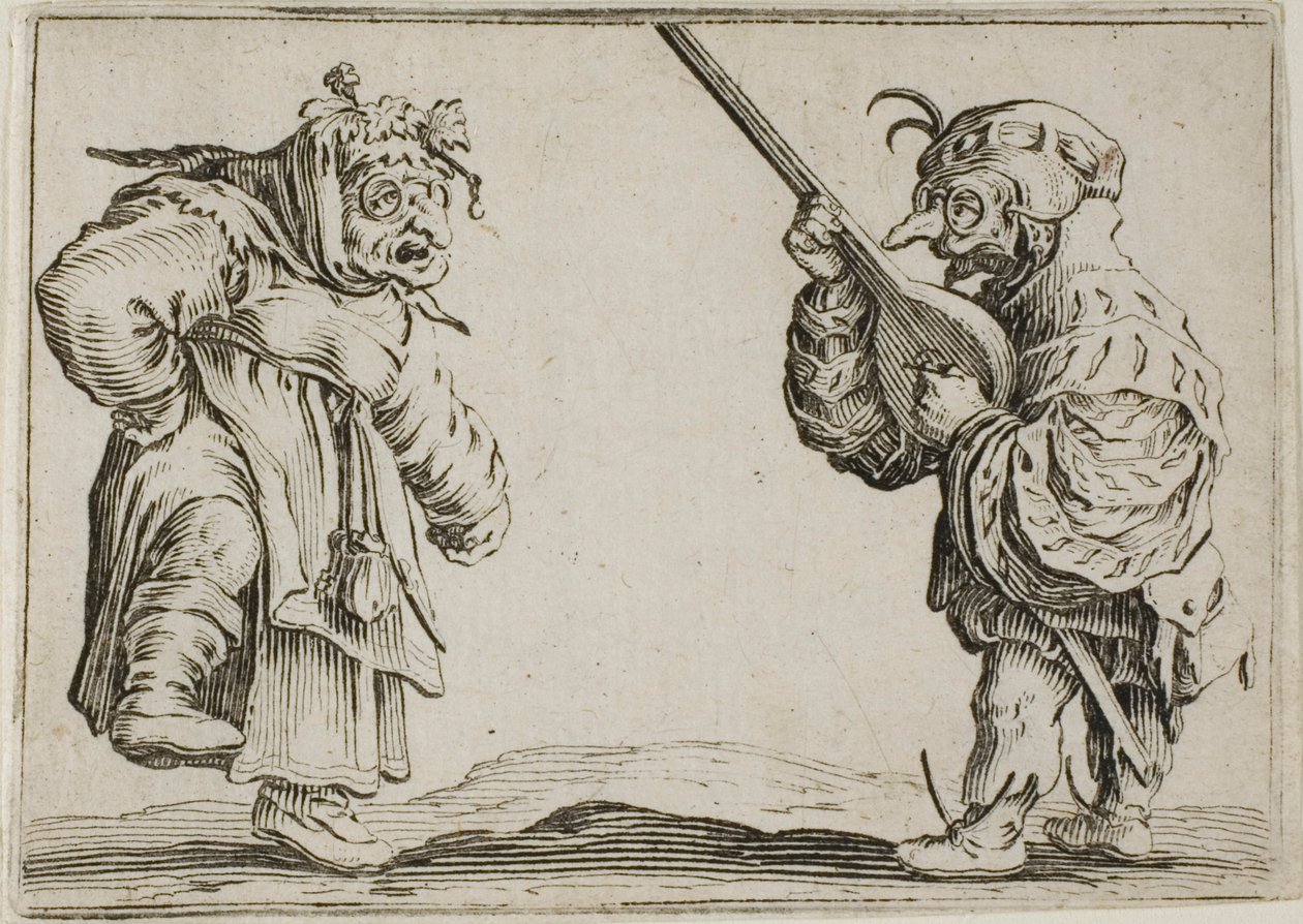 Los bailarines con el laúd, de Los Caprichos de Jacques Callot