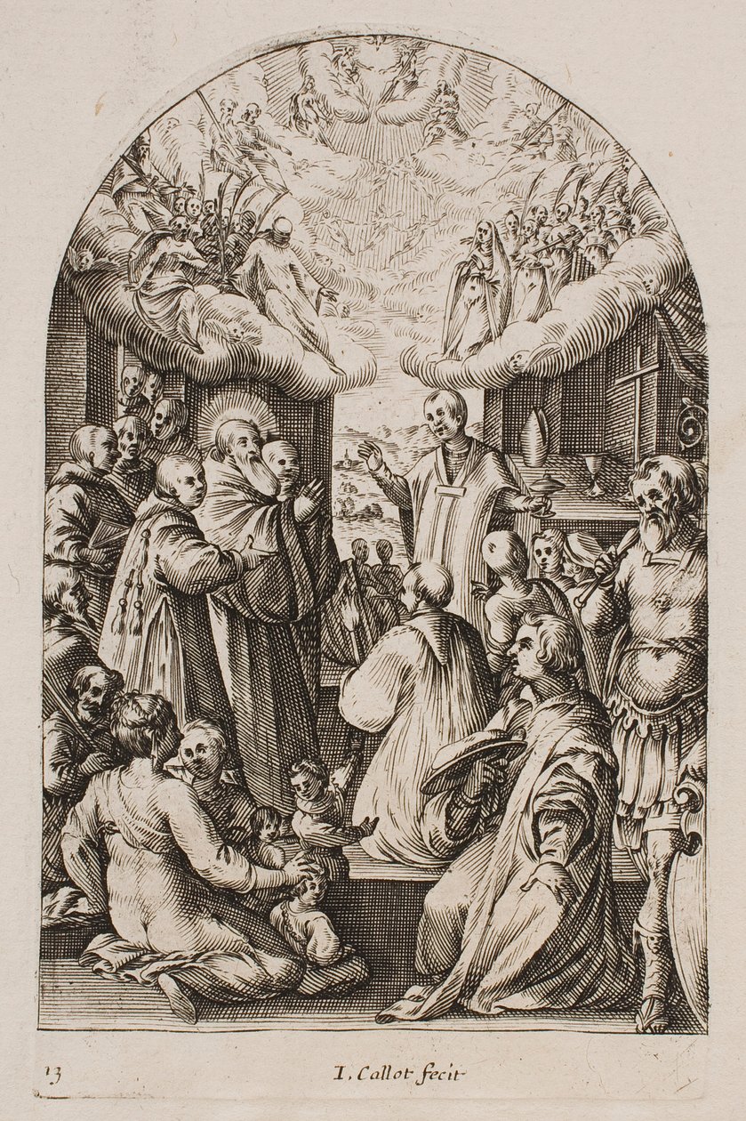 La muerte de san Benito, de la serie «Imágenes de Roma» de Jacques Callot