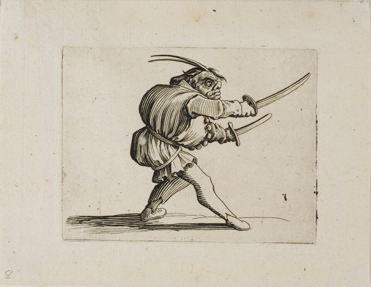 El duelista con dos espadas, de Varie Figure Gobbi de Jacques Callot