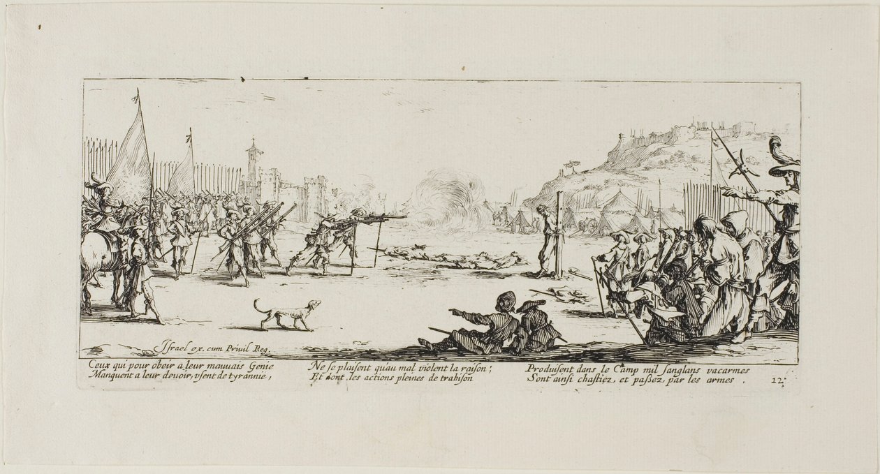 El pelotón de fusilamiento, lámina doce de Las miserias de la guerra de Jacques Callot