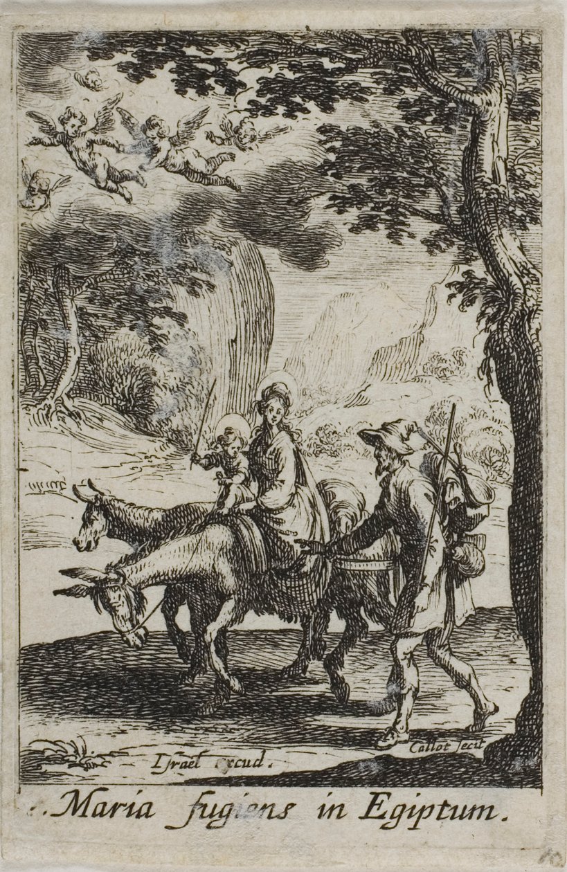La huida a Egipto, de La vida de la Virgen de Jacques Callot