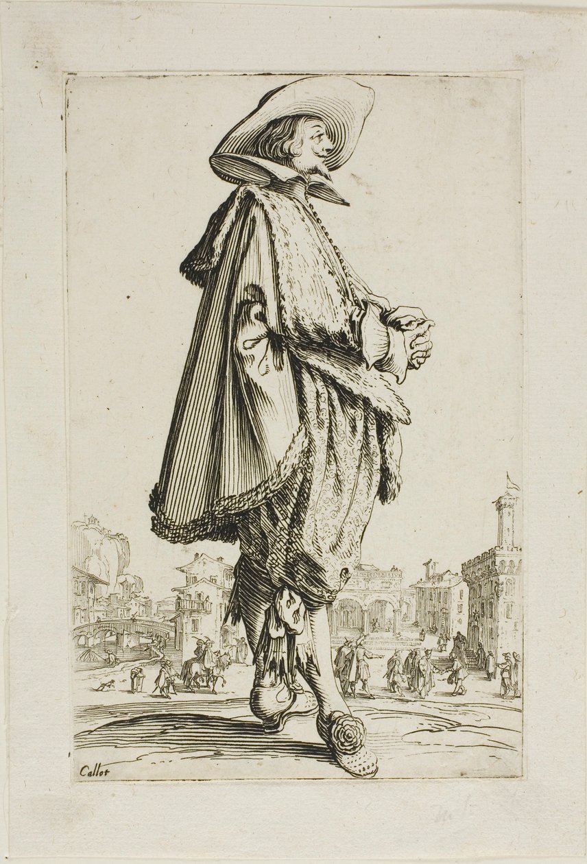 El caballero de las manos juntas, lámina once de La Noblesse de Jacques Callot