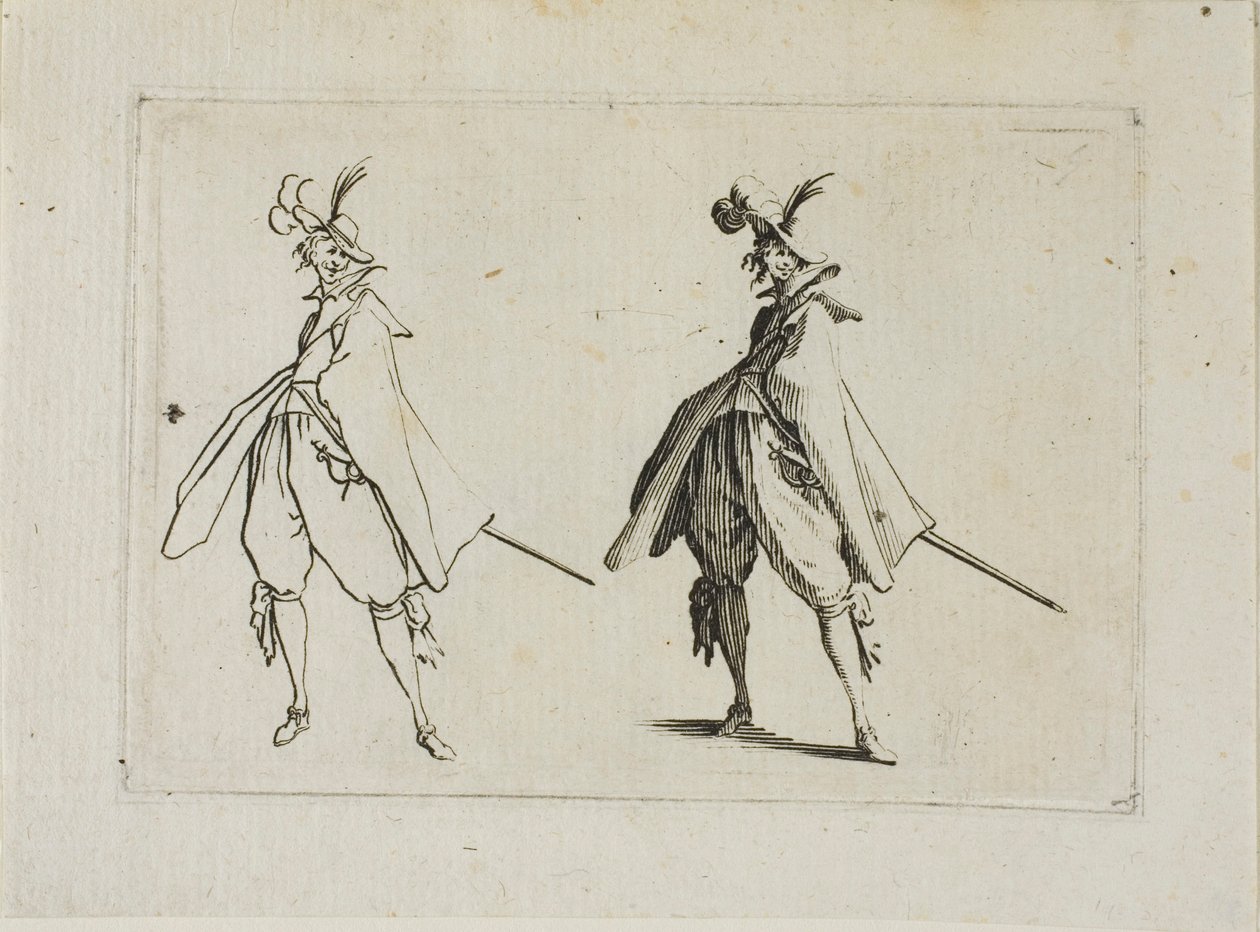 El Caballero con un Gran Abrigo, Visto de Frente, de Los Caprichos de Jacques Callot