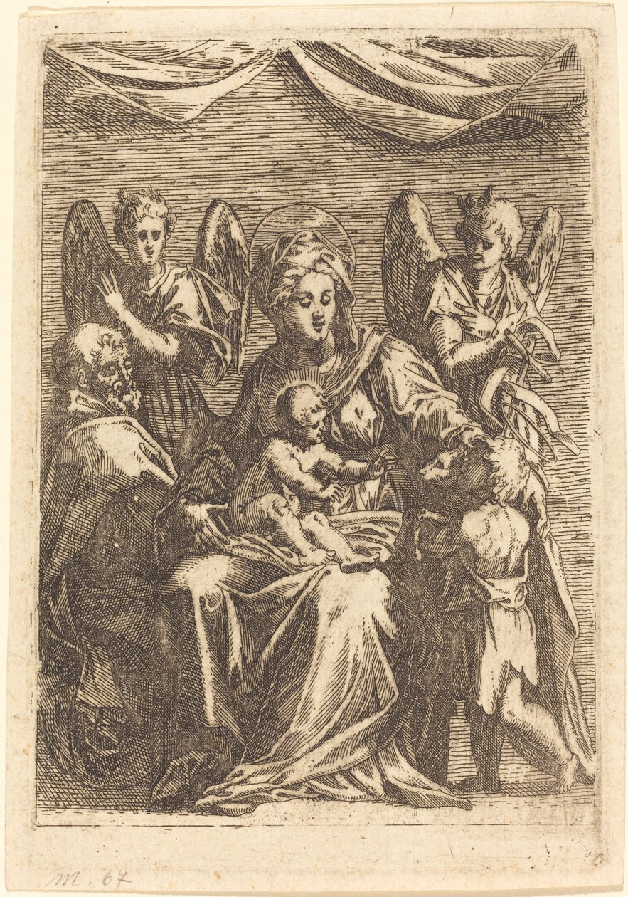 La Sagrada Familia con dos ángeles de Jacques Callot