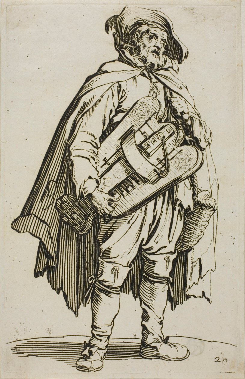 El tocador de zanfoña, placa dos de Los mendigos de Jacques Callot