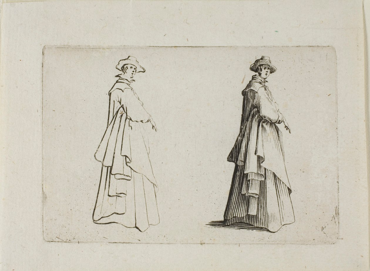 La dama con ropa completa, de Los Caprichos de Jacques Callot