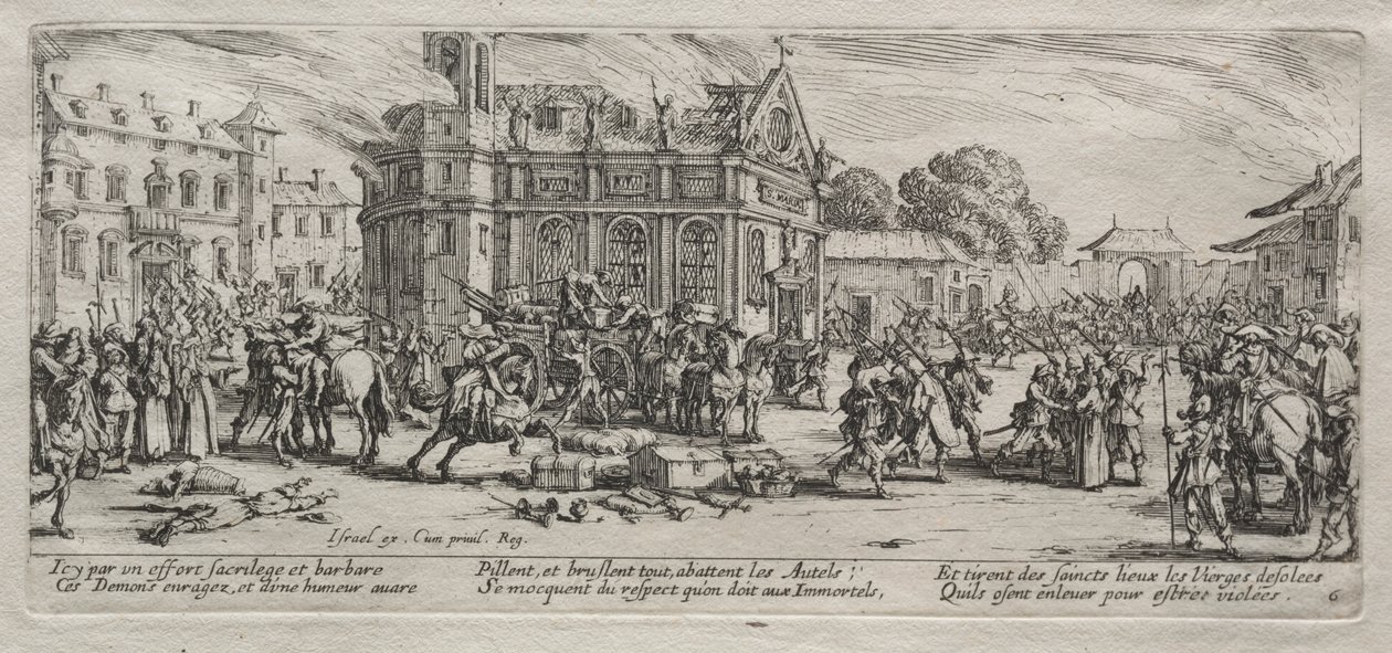 Las grandes miserias de la guerra: Devastación de un monasterio de Jacques Callot