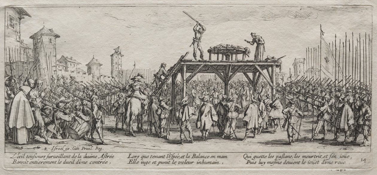 Las grandes miserias de la guerra: Ejecución en la rueda de Jacques Callot
